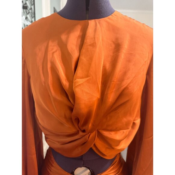 NWT‎ Andrea Iyamah Behati Cropped Top & Wrap Midi Skirt Set Rust Size S - Picture 12 of 16
